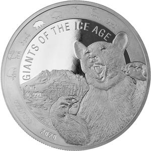 Ghana / Silver Kilo 2020 Giants of the Ice Age - Cave Bear - reverse photo