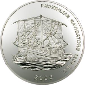 Ghana / Five Hundred Sika Silver 2002 Phoenician Ship - reverse photo
