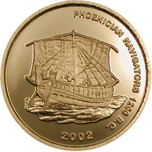 Ghana / Five Hundred Sika Gold 2002 Phoenician Ship - reverse photo