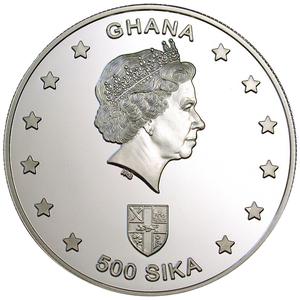 Ghana / Five Hundred Sika Silver 2001 Windsor Royals - obverse photo