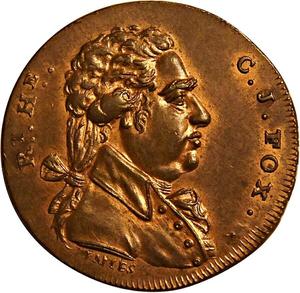 Great Britain / Halfpenny Token 1796 Middlesex Spence's Fox - Soldier and Two Citizens - reverse photo