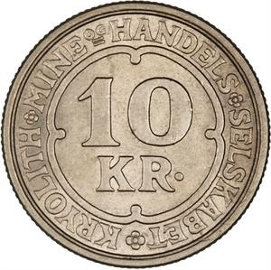 Greenland / Ten Kronor 1922 Ivigtut Cryolite Mine - reverse photo