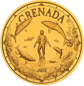 Grenada / Gold Ounce 2024 Shark Diver - reverse photo