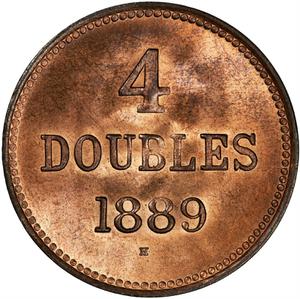 Guernsey / Four Doubles 1889 - reverse photo