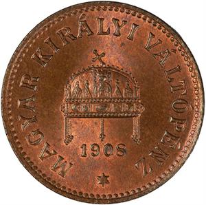 Hungary / Two Filler 1908 - obverse photo