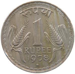 India / One Rupee 1978 - obverse photo