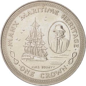 Isle of Man / One Crown 1982 HMS Bounty - reverse photo