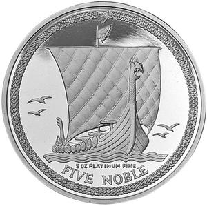 Isle of Man / Platinum Five Ounces 1987 Noble - reverse photo