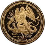 Isle of Man / Gold Twentieth-Ounce 1988 Angel / Christmas privy mark - reverse photo