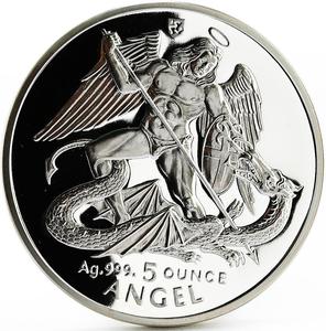 Isle of Man / Silver Five Ounces 1995 Angel - reverse photo