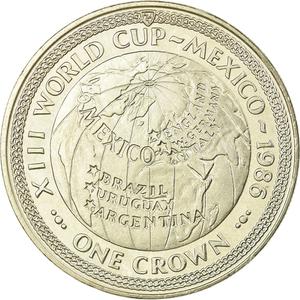 Isle of Man / One Crown 1986 Football World Cup - Globe - reverse photo