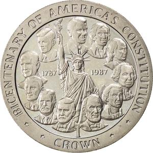 Isle of Man / One Crown 1987 American Constitution - reverse photo