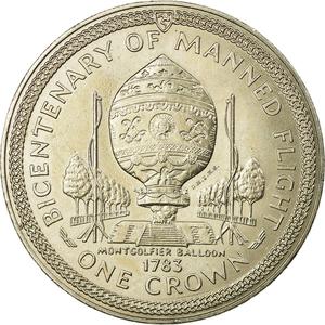 Isle of Man / One Crown 1983 Montgolfier - reverse photo