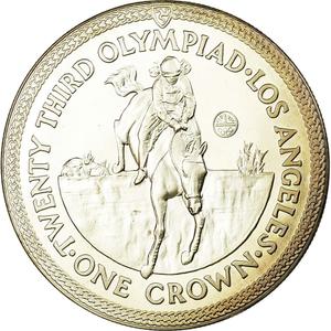 Isle of Man / One Crown 1984 Olympics - Los Angeles - Equestrian - reverse photo