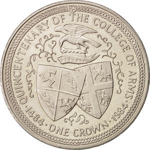 Isle of Man / One Crown 1984 College of Arms - Eagle - reverse photo