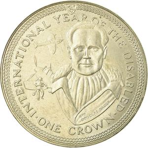 Isle of Man / One Crown 1981 Year of the Disabled - Bader - reverse photo