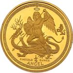 Isle of Man / Gold Quarter Ounce 1989 Angel / Hong Kong privy mark - reverse photo