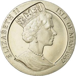 Isle of Man / One Crown 1987 Steers - obverse photo