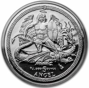 Isle of Man / Palladium Five Ounces 2015 Angel - reverse photo