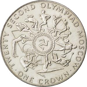 Isle of Man / One Crown 1980 Olympics - Moscow (First) - reverse photo