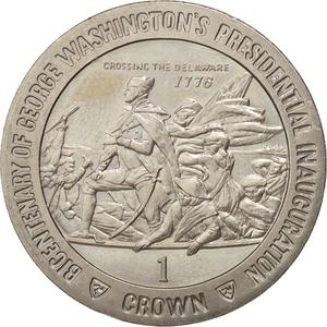 Isle of Man / One Crown 1989 George Washington - reverse photo