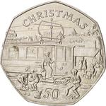 Fifty Pence 1989 Christmas: Photo Coin, Isle of Man, Fifty Pence 1989 Christmas / thumbnail