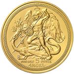 Isle of Man / Gold Five Ounces 1987 Angel - reverse photo