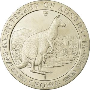 Isle of Man / One Crown 1988 Australia - Kangaroo - reverse photo