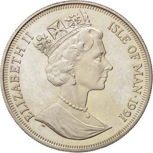 Isle of Man / One Crown 1991 Wedding Anniversary - obverse photo