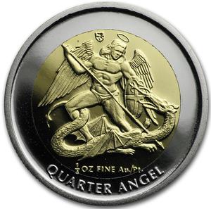 Isle of Man / Bimetallic (Gold / Platinum) Quarter Ounce 1995 Angel - reverse photo