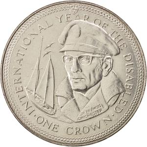 Isle of Man / One Crown 1981 Year of the Disabled - Chichester - reverse photo