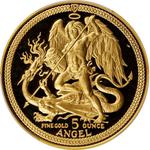 Isle of Man / Gold Five Ounces 1985 Angel / Proof - reverse photo