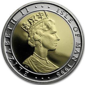 Isle of Man / Bimetallic (Gold / Platinum) Quarter Ounce 1995 Angel - obverse photo