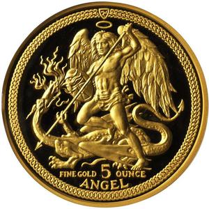 Isle of Man / Gold Five Ounces 1986 Angel - reverse photo