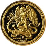 Isle of Man / Gold Five Ounces 1986 Angel / Proof - reverse photo