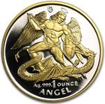 Isle of Man / Silver Ounce 1995 Angel / Gold Plated - reverse photo