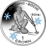 One Crown 2013 Sochi Olympics - Curling: Photo Coin, Isle of Man, One Crown 2014 Sochi Olympics - Curling / thumbnail