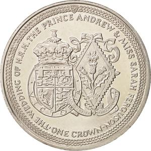 Isle of Man / One Crown 1986 Prince Andrew Wedding - reverse photo