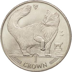 Isle of Man / One Crown 1991 - reverse photo