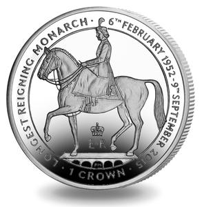 Isle of Man / One Crown 2015 Longest Reigning Monarch - reverse photo