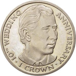 Isle of Man / One Crown 1991 Wedding Anniversary - reverse photo