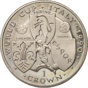 Isle of Man / One Crown 1990 Football World Cup - Torino - reverse photo