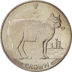 Isle of Man / One Crown 1988 - reverse photo