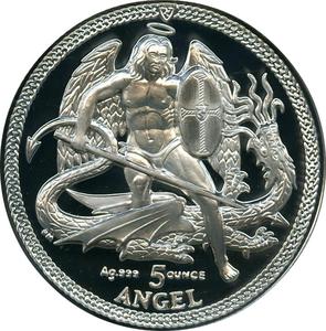 Isle of Man / Silver Five Ounces 2013 Angel - reverse photo