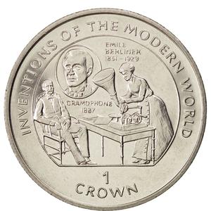 Isle of Man / One Crown 1996 Gramophone - reverse photo