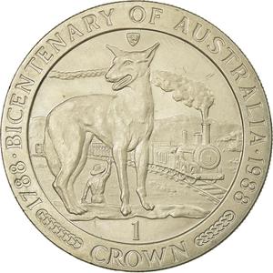 Isle of Man / One Crown 1988 Australia - Dingo - reverse photo