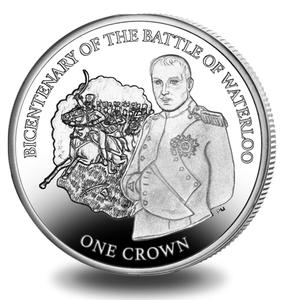Isle of Man / One Crown 2015 Waterloo - Napoleon - reverse photo