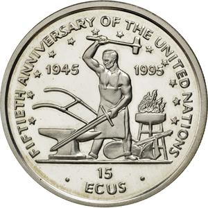 Isle of Man / Fifteen Ecus 1995 United Nations - reverse photo