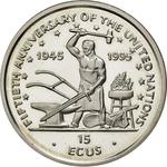 Fifteen Ecus 1995 United Nations: Photo Coin, Isle of Man, Fifteen Ecus 1995 United Nations / thumbnail