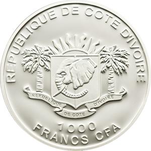 Ivory Coast / One Thousand Francs 2010 Continent of Hope - obverse photo